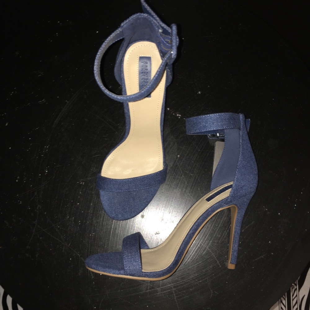 Open Toe Denim Heels